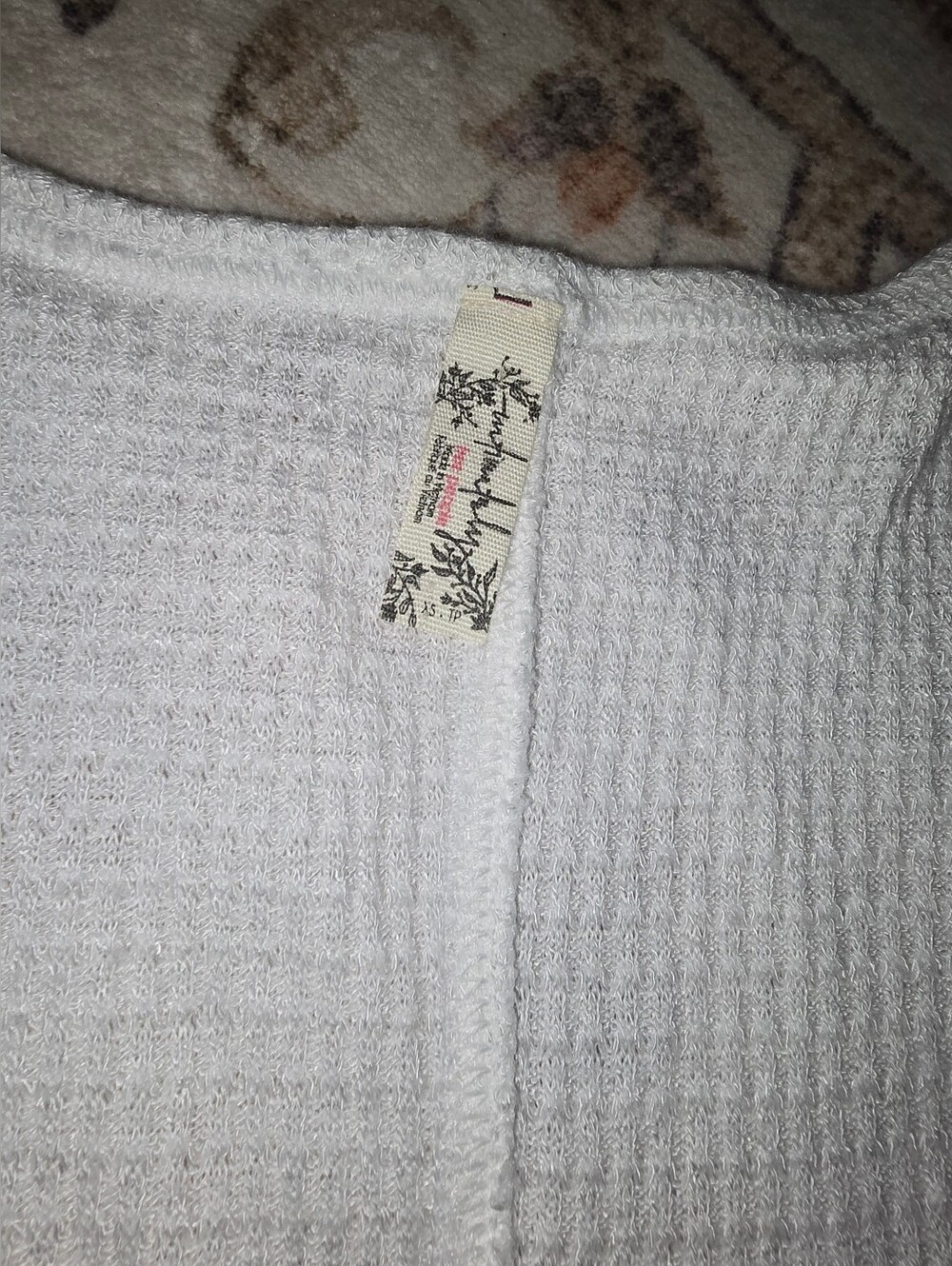 Free People White Waffle Knit Short-Sleeve Henley - Picture 2 of 3